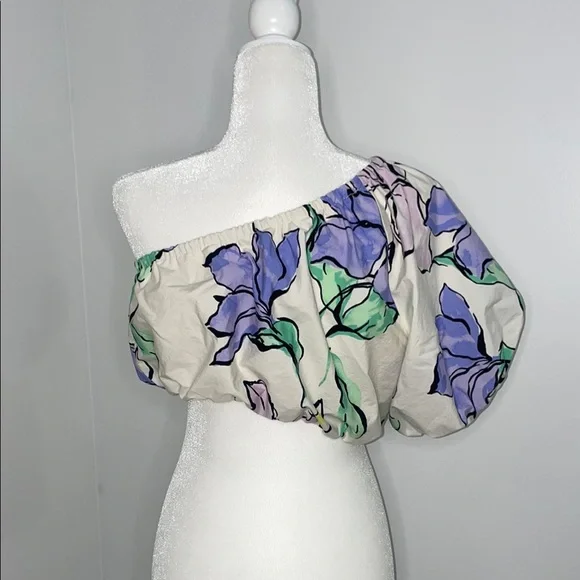 a new day Cream Asymmetrical Ruffled Crop Blouse - Picture 3 of 3